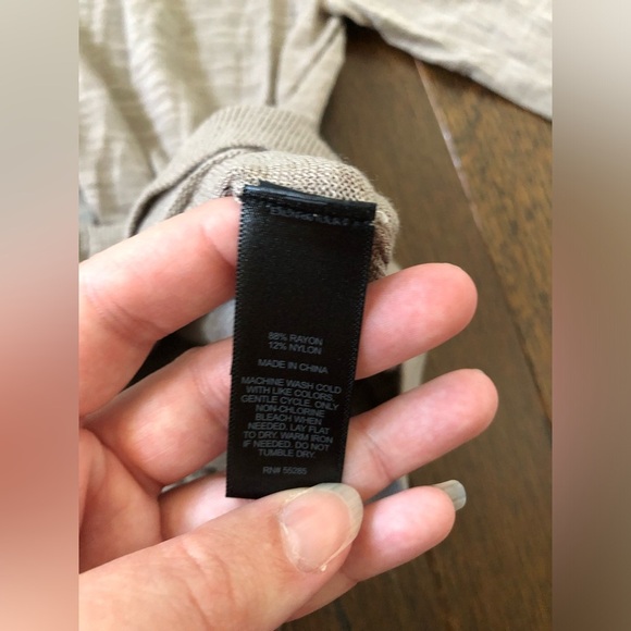 *NWT* Express Women’s S Tan/Light Brown Semi-Sheer Button-Down Crewneck Cardigan - Picture 6 of 10